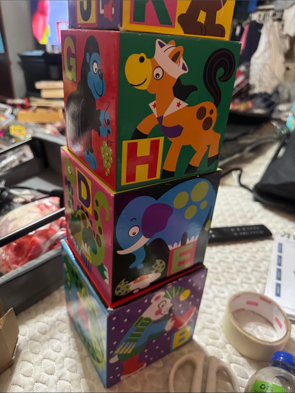 Melissa &Doug Stackable Alphabet Animal Blocks - Colorful Kids Toy